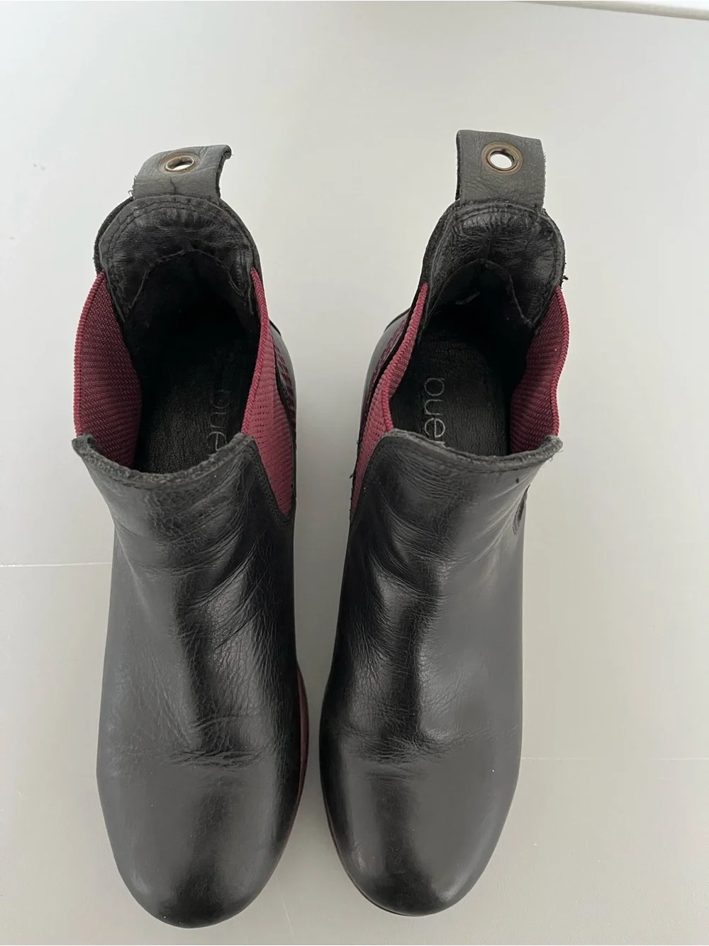 Bueno Florida Black Leather Chelsea Boots Burgundy Contrast Lug Sole 40 (9) - Picture 3 of 11